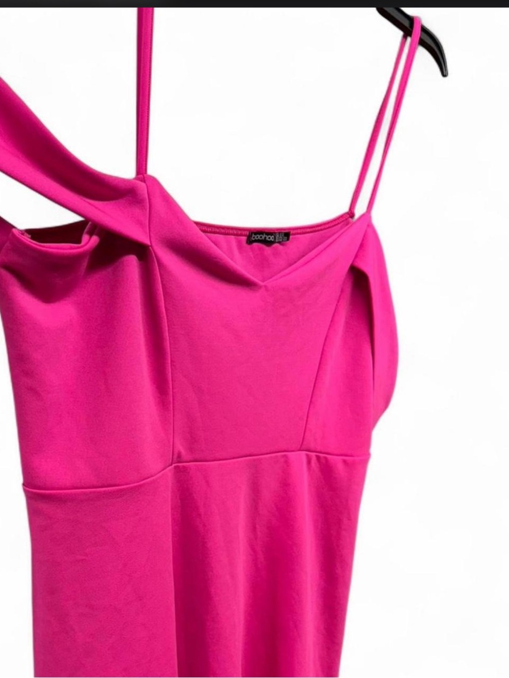 ***boohoo Hot Pink Cold Shoulder Dress Size US 24 Plus Cami Straps - Picture 4 of 7